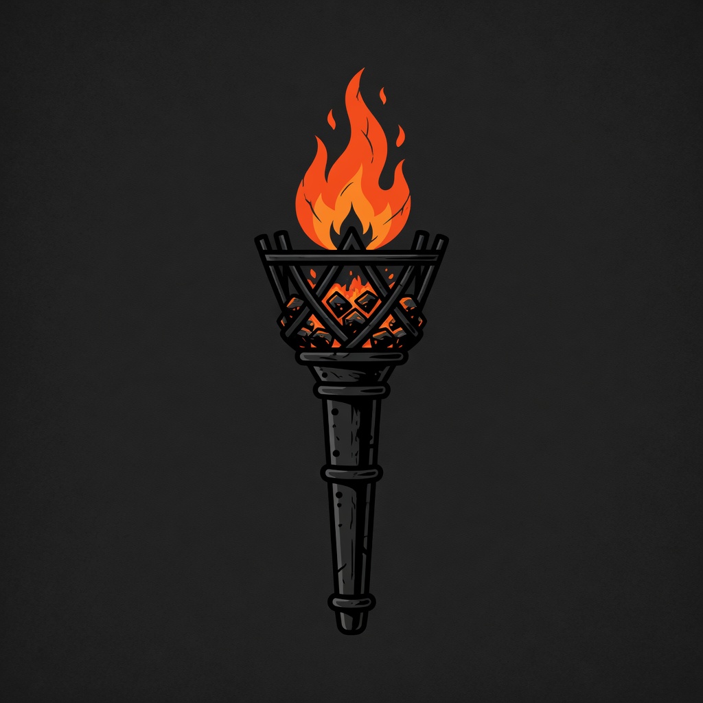 A brass torch resting on cooled iron